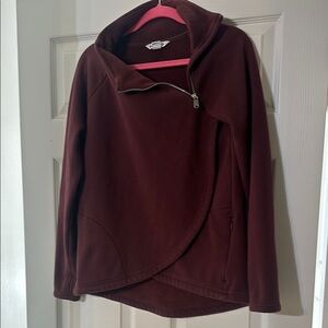 Athleta Burgundy Asymmetrical Zip Hoodie